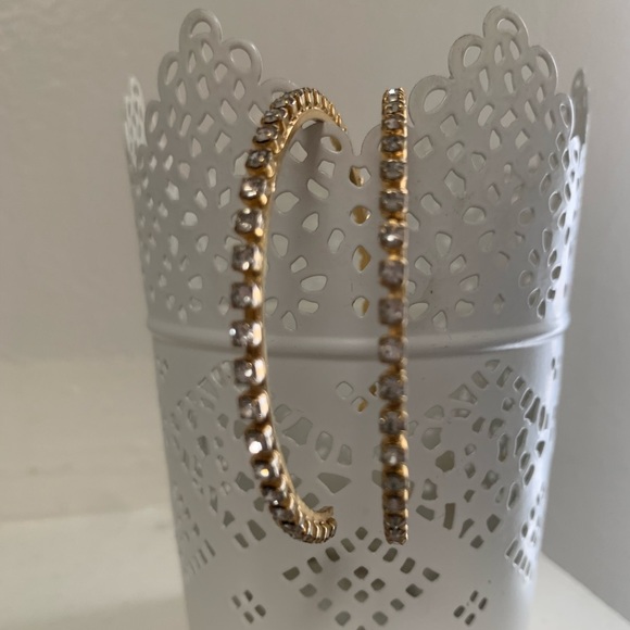 Vintage Rhinestone Crystal Oversized Hoop Earrings - Picture 14 of 14